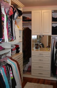 master closet, closet ideas, white shaker, white cabinets, organized storgae, master walk in closet