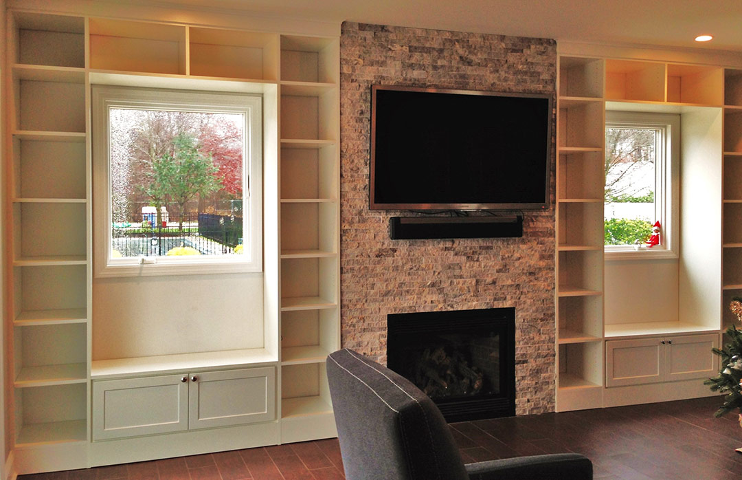 Custom built in, custom wall unit, custom entertainment center